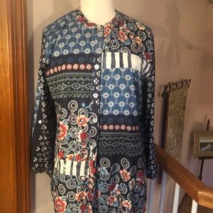 John Mark Ladies mixed print boxy blouse